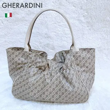 거의 미사용 게라르디니 가죽 핸들 라이트 브라운 토트백