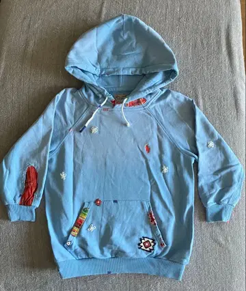 폴로 랄프로렌 후드티 패치워크 와펜 데미지 가공 자수 XS