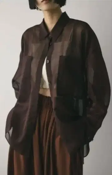 stylemixer 루즈 포켓 시어 셔츠 브라운