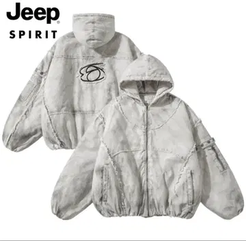 Jeep 데미지 다운 자켓 스트릿 스타일 따뜻한 루즈 ( 와인 레드 )