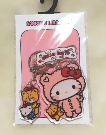 헬로키티 복슬복슬 인형옷 3단 아크릴 키링 산리오 핑크