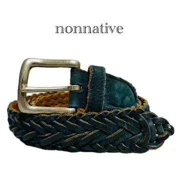 논네이티브 가죽 벨트 뜨개질 메쉬 네이비