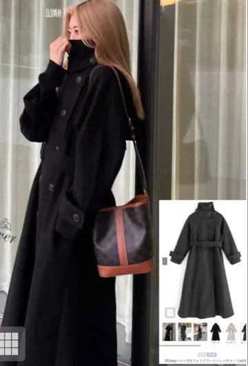 GRL 옷깃 3Way 벨트 포함 페이크 울 트렌치코트