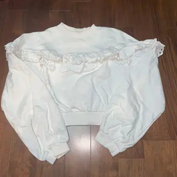 아사기니뇨 포피 코튼 레이스 프릴 맨투맨 S