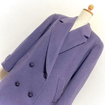 쇼와 레트로 빈티지 빅 칼라 오버 사이즈 올 패턴 울 코트 아우터