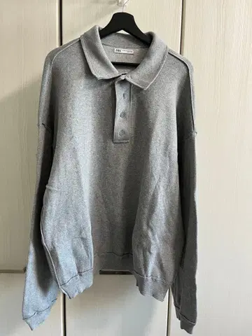 ZARA 그레이 피케 셔츠 트레이닝복 XL