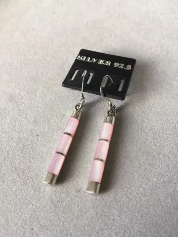 [새상품] silver925 귀걸이 핑크 네이비 콘 쉘 각인 있음