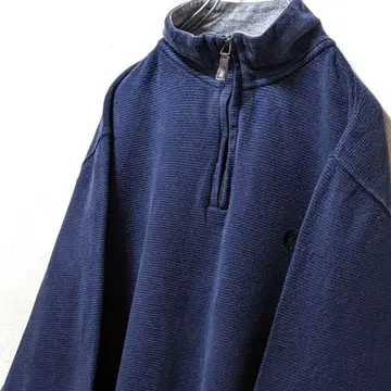 CHAPS 로고 자수 하프 지퍼 맨투맨 네이비 네이비 컬러 구제 의류