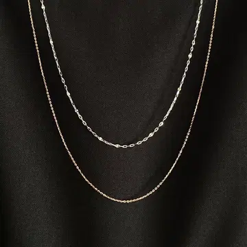 ete K10 미스트 핑크 WH 골드 바이컬러 레이어드 목걸이