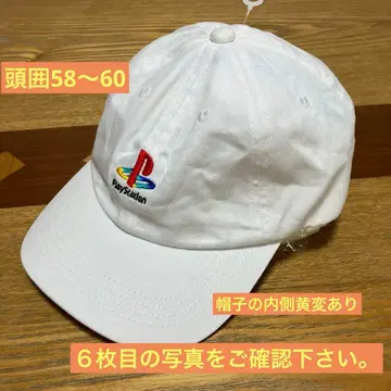 미사용 새상품 하자품 PlayStation 로고 자수 화이트 캡