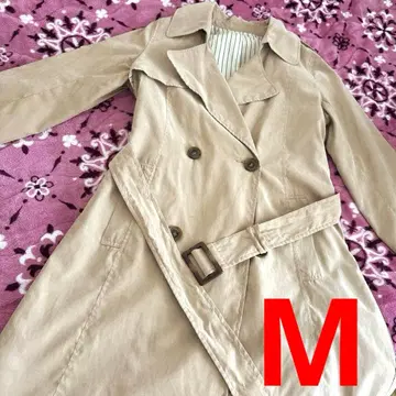 베이지 트렌치코트 스트라이프 안감 size: M