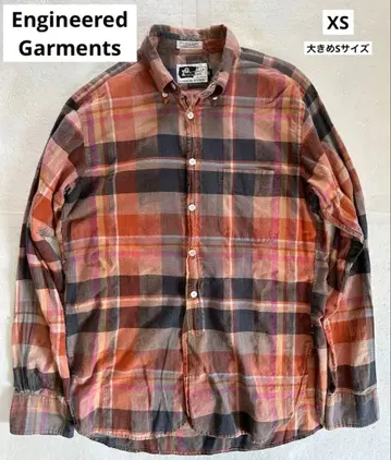 엔지니어드 가먼츠 희미한 염색 마드라스 체크 워크 셔츠 브라운 계열 XS