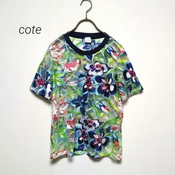 cote 올 패턴 시어 T셔츠 꽃무늬 T셔츠