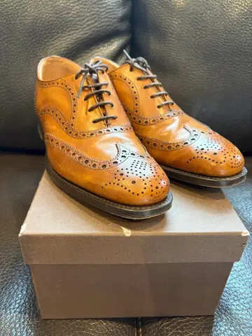 church's 브라운 가죽 윙 팁 드레스 슈즈 25cm