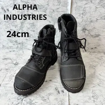 ALPHA INDUSTRIES 천연 가죽 바이커 부츠 24cm