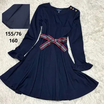 새상품급 폴로 랄프로렌 원피스 리본 골드 버튼 플레어 포니 로고