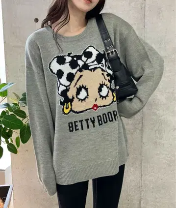 Bettyboop 베티짱 니트 스웨터 그레이