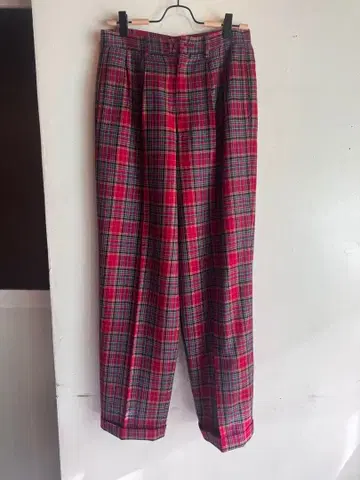 PINK HOUSE 빨검 체크 와이드 레그 팬츠