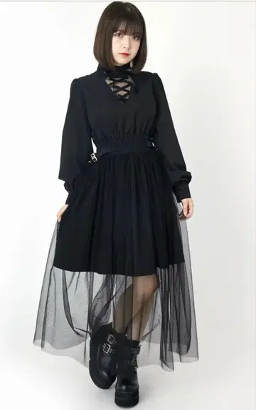 앙크루즈 Ank Rouge 스핀들 튤 도킹 OP 원피스