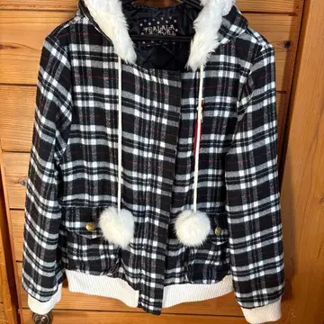 TRALALA 체크 무늬 자켓 후드 부착