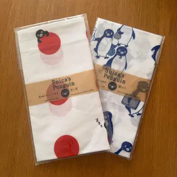 [미개봉] Suica 펭귄 수건 손수건 [콩 무늬] [역에서] 2종 세트