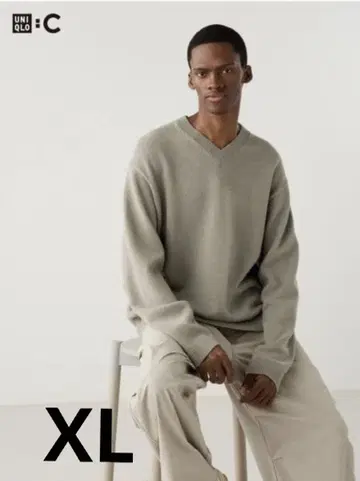 UNIQLO C 릴랙스 V넥 스웨터 XL 사이즈 베이지