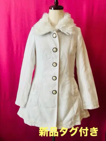 새상품 택 TRALALA 퍼 카라 백리본 코트