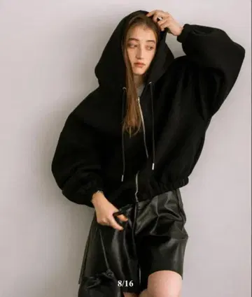 fashiru 볼륨 바인딩 후디 후드티 블랙