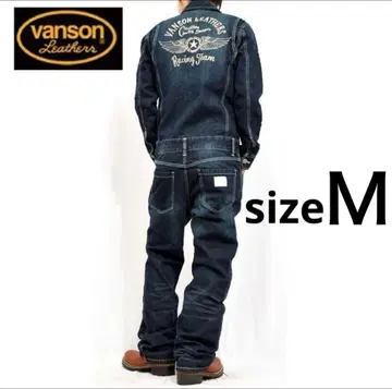 VANSON LEATHERS 다크 데님 오버롤 M 사이즈