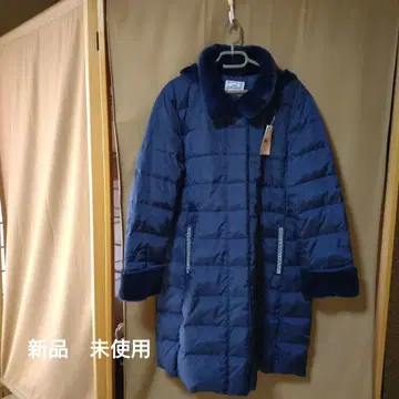 픽시 하트 후드 부착 롱 자켓 네이비