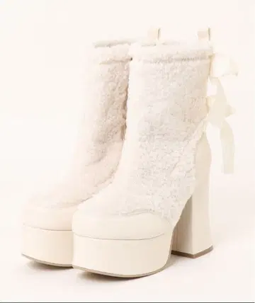 YOSUKE 요스케 통굽 리본 숏부츠 화이트