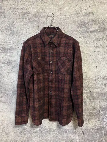 빔즈 울 혼방 체크 긴팔 셔츠