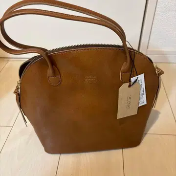 TIDEWAY 브라운 가죽 핸드백