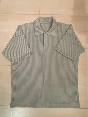 옴므 플리세 이세이 미야케 그레이 피케 셔츠 플리츠