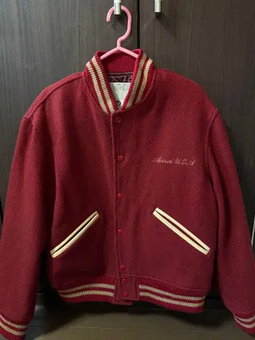 AVIREX 버건디 바시티 자켓