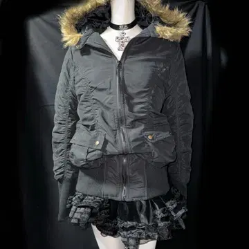 헤이세이 갸루 Y2K 그런지 다크 코어 NANA 퍼 다운 자켓