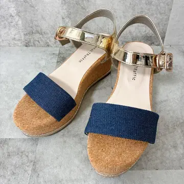 새상품급 ORiental TRaffic 데님 블루 웨지솔 샌들