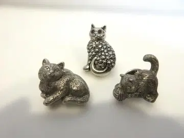고양이 핀 브로치 3점 백랍 에이본의 마카사이트 핀 ( tak52_2)