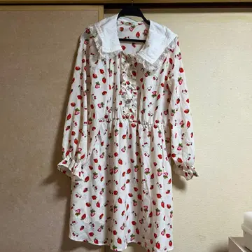 아베일 빅 사이즈 양산형 지뢰계 딸기 긴팔 원피스 4L