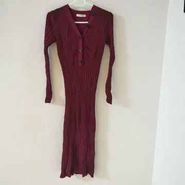 LOVELESS 버건디 니트 원피스 34