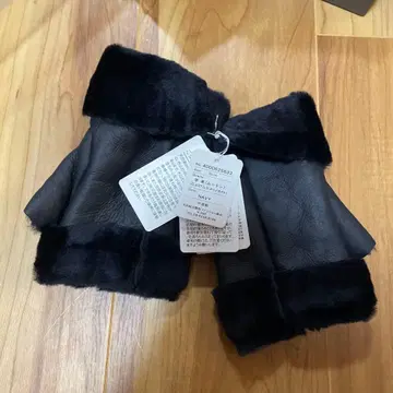 GELATO PIQUE 퍼 장식 가죽 장갑 네이비