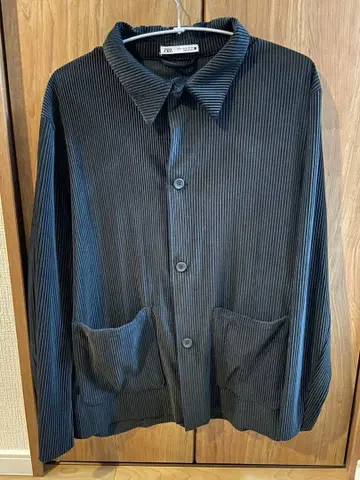 [ 극상의 촉감 ] ZARA 플리츠 오버 셔츠 자켓 XL 블랙 완판템