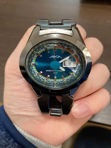SEIKO 알바 AKA 쿼츠 손목시계 파랑 다이얼 블랙 케이스