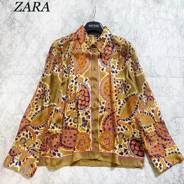 ZARA 페이즐리 무늬 셔츠 블라우스 레트로 보헤미안 올 패턴 긴팔
