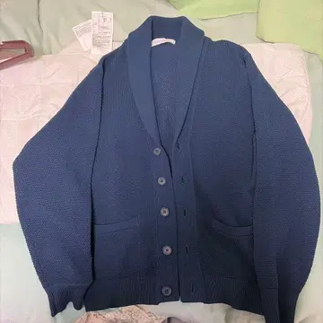 네이비 니트 숄카라 가디건