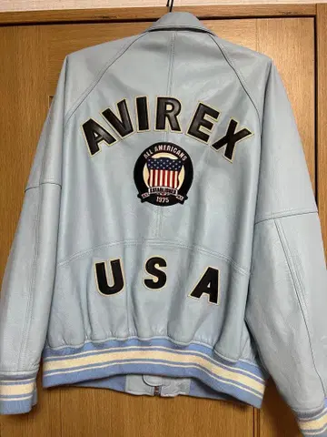 AVIREX 라이트 블루 가죽 자켓