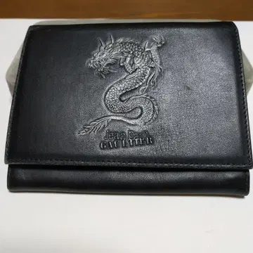 Jean Paul Gaultier 블랙 가죽 3단 폴더형 지갑