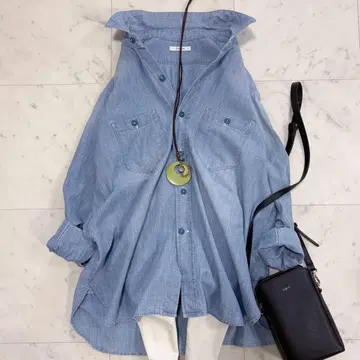 저널 스탠다드 샴브레이 셔츠 데님 셔츠 루즈핏 2023SS