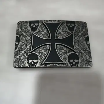 크롬 벨트 버클 스컬 십자가