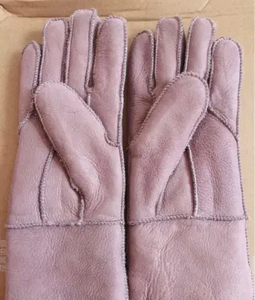 가죽제 퍼 안감 장갑 옅은 핑크